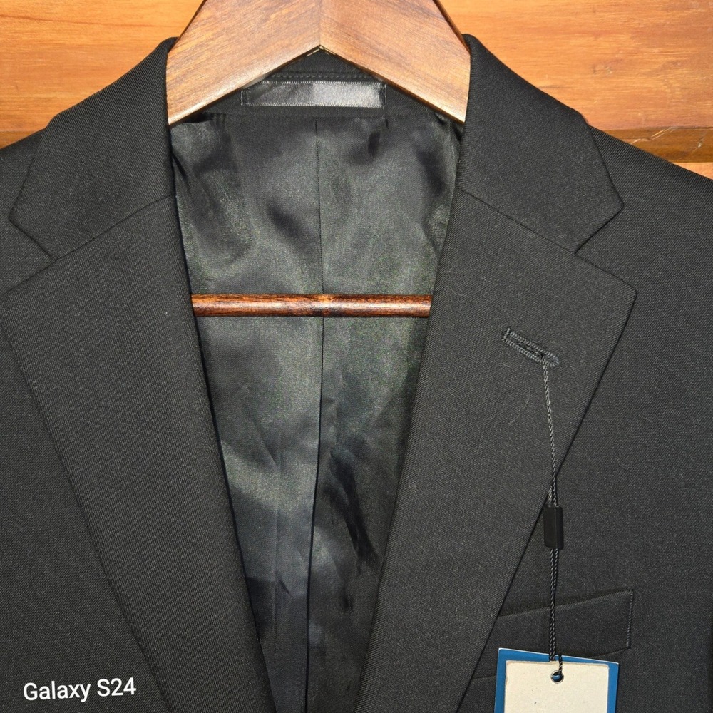 Reaction Kenneth Cole Mens Black Flex Coat Performance Modern Fit Coat